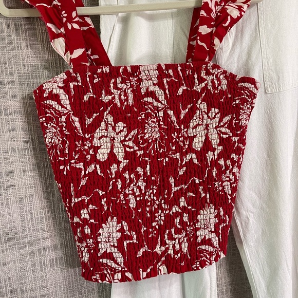 Patriotic tube top, red Hawaiian print top, summer top - Picture 3 of 6